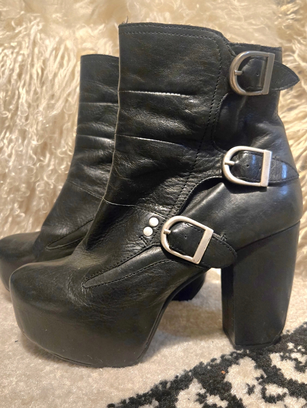Miista Batilda Leather Moto Platforms